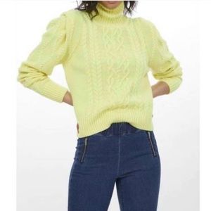 NEW Generation Love Cashmere/Wool Yellow Jordan Cable Knit Sweater Size XS
